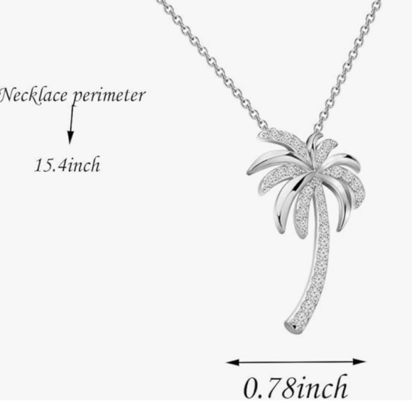 Elegant 925 Sterling  Silver Palm Tree Necklace NWT - Picture 2 of 4